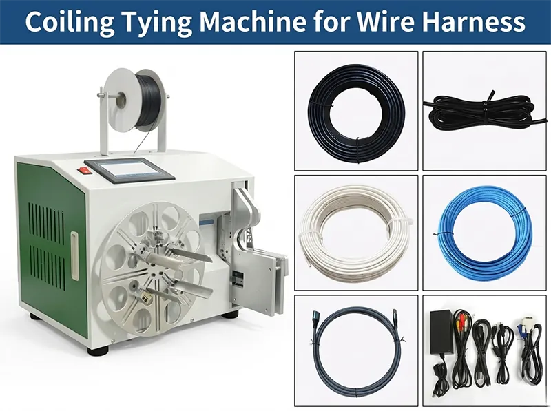 Auto Cable Coiling Tying Machine WPM-212L — Demo Video