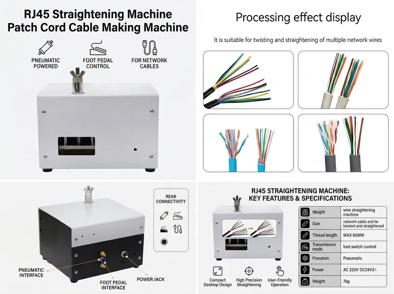 Rj45 Straightening Machine Patch Cable Manufacturing Machine JW-P08 — Demo Video