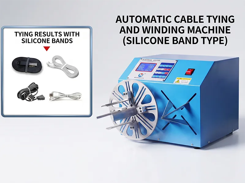 Automatic USB/Audio Cable Winding &amp; Tying Machine WPM-K289 — Demo Video